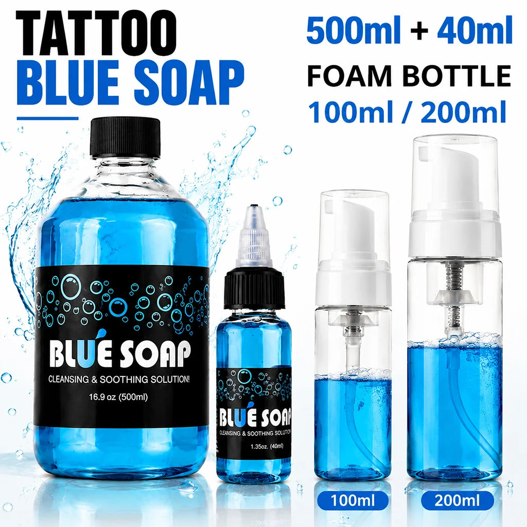 500/40ml Tattoo Blue Soap Blue Algae Concentrated Cleaning Solution Liquid Tattoo Green Soap for Tattoo Studio Aftercare Supply