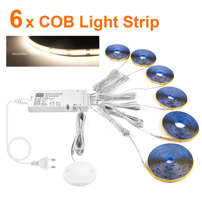 Smart Dimbar COB LED-list med Touchsensor – Varmvit/Neutralvit, 1–5m, Klippbar, Handsvep, EU/US-kontakt