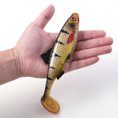 1pcs 26g 60g River Roach Fishing Lure Soft Bait T Paddle Tail Baitfish Shad Strike Silicone Plastic Swimbait Wobbler Pike Bass