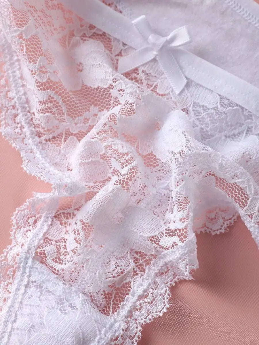 3Pcs Sexy Lace Women Thongs Transparent Women Panties Sexy Underwear Solid Floral G-String Size XS-XL Female Underpants Lingerie
