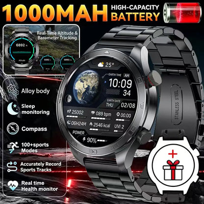 2026New Men's Outdoor Sports Smartwatch GPSTrack 1000mAh Battery Heart Rate Monitor 100+Sport Mode IP67 Waterproof Smart Watches