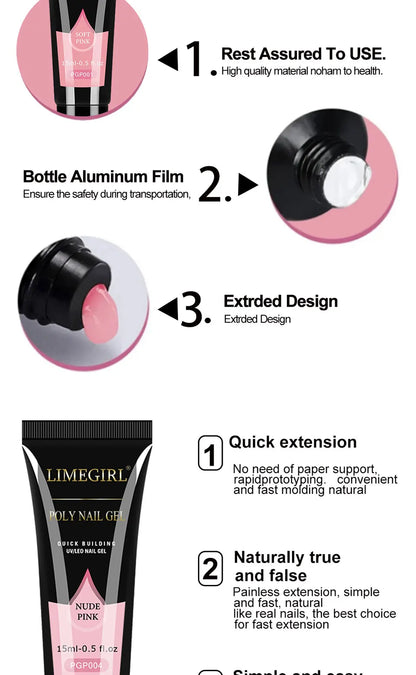 Limegirl Semi-Permanent  8ml Nail Gel Polish Kit With USB UV Lamp Soak Off Base&Top Coat Varnish Manicure Set  for Nails Salons