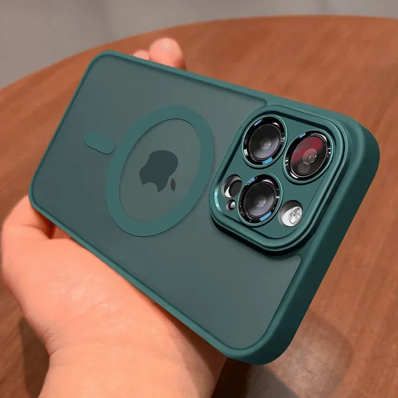 Magnetic Luxury Matte Translucent Armor Shockproof Case For iPhone 16 15 14 13 12 17 Pro Max For Magsafe Wireless Charge Cover