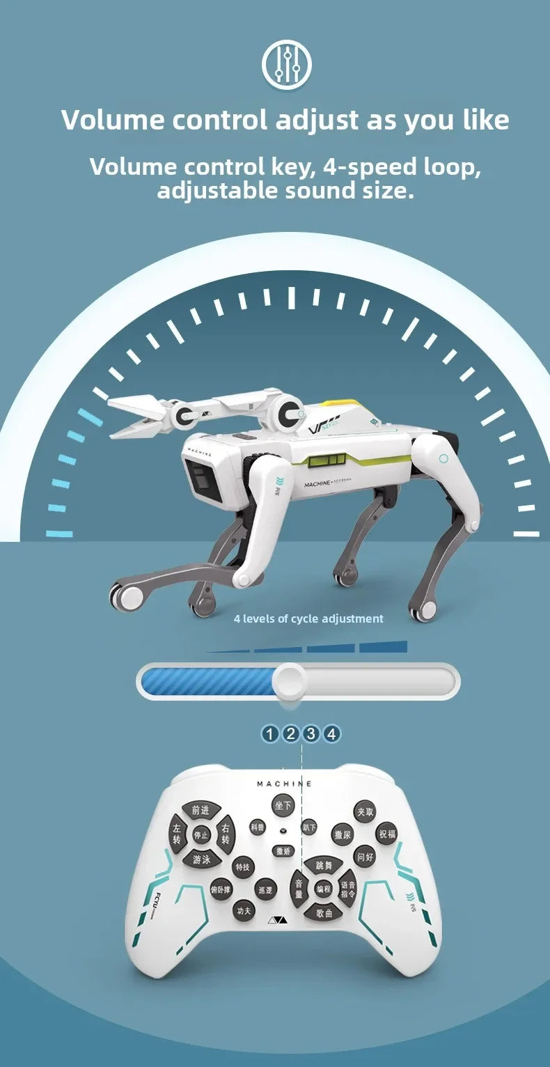 Teeggi Electric RC Intelligent Robot Dog Multifunction RC Mechanical Dog with turret Educational Toy Bionic Smart Robot Toy Gift
