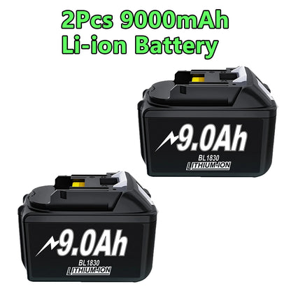 For Makita BL1830 Battery Rechargeable 6000mAh/9000mAh BL1840 BL1850 BL1860 18V Replacement With Single 4A/Dual 6A Charger