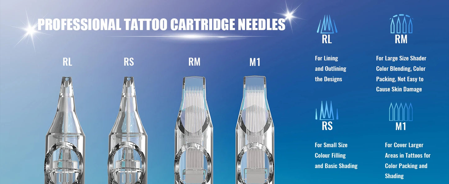 50/20PCS MIX Tattoo Cartridge Needles Individual Package Disposable Sterile Transparent Tattoo Needles  for Tattoo Pen Machine
