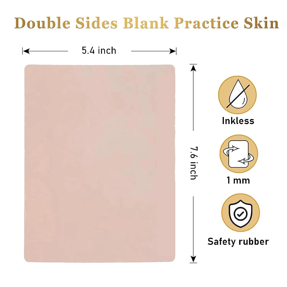 Tattoo Practice Skin and Tattoo Transfer Paper Kit Double Sided Fake Skin with Stencil Paper Set Permanent Makeup Tattoo Supply