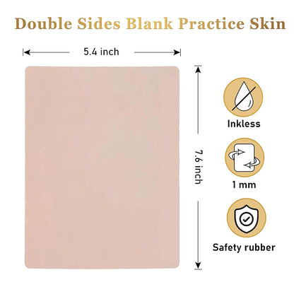 Tattoo Practice Skin and Tattoo Transfer Paper Kit Double Sided Fake Skin with Stencil Paper Set Permanent Makeup Tattoo Supply