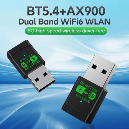 AX900 USB WiFi 6 Bluetooth 5.4 Adapter 2in1 Dongle Dual Band 2.4G & 5GHz USB Network Wireless Wlan Receiver