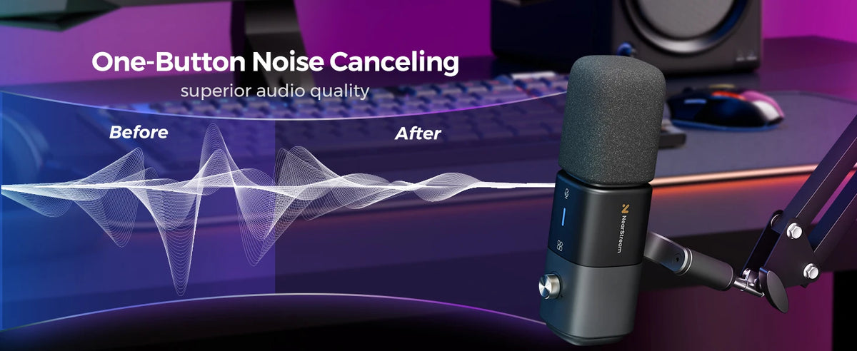 NearStream USB XLR Kondensatormikrofon med Bomarm Set för Streaming Podcast Studio