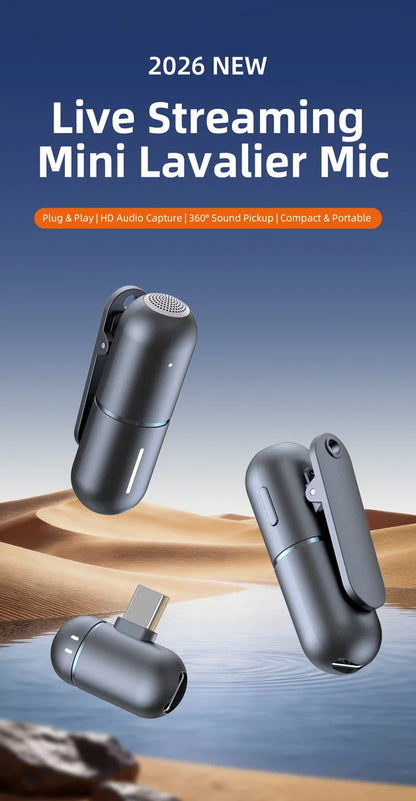 Wireless Mini Lavalier Microphone Live Broadcast Gaming Recording Interview Vlog Professional Microphone for iPhone iPad Android