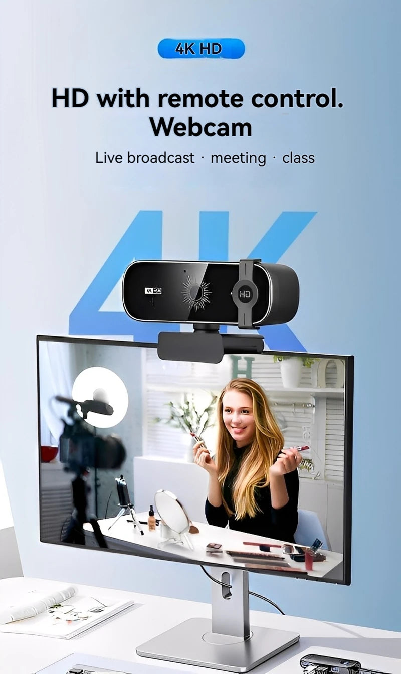 EOENKK 4K-webbkamera med linsskydd och mikrofon