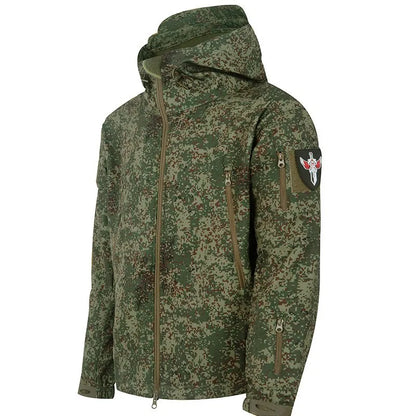 Men's Tactical Soft Shell Jacket Military Windproof Waterproof Hooded Outdoor Jacket Warm Bomber Coat for Hunting Hiking Camping