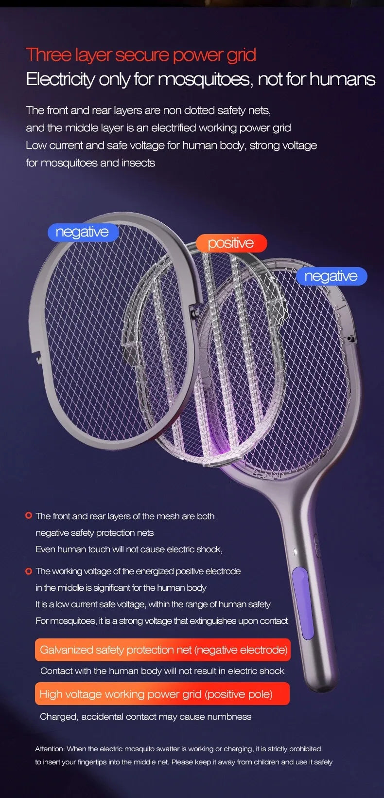 Telescopic Electric Mosquito Swatter & UV Trap Lamp, Extendable 109cm, Safe Physical Killer, Rechargeable, Wall Mount No Gap