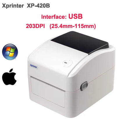 Xprinter Termisk Fraktskrivare 4" – XP-420B 460B 463B USB Bluetooth WiFi Ethernet – DHL FedEx UPS Streckkod 203dpi CE 2026