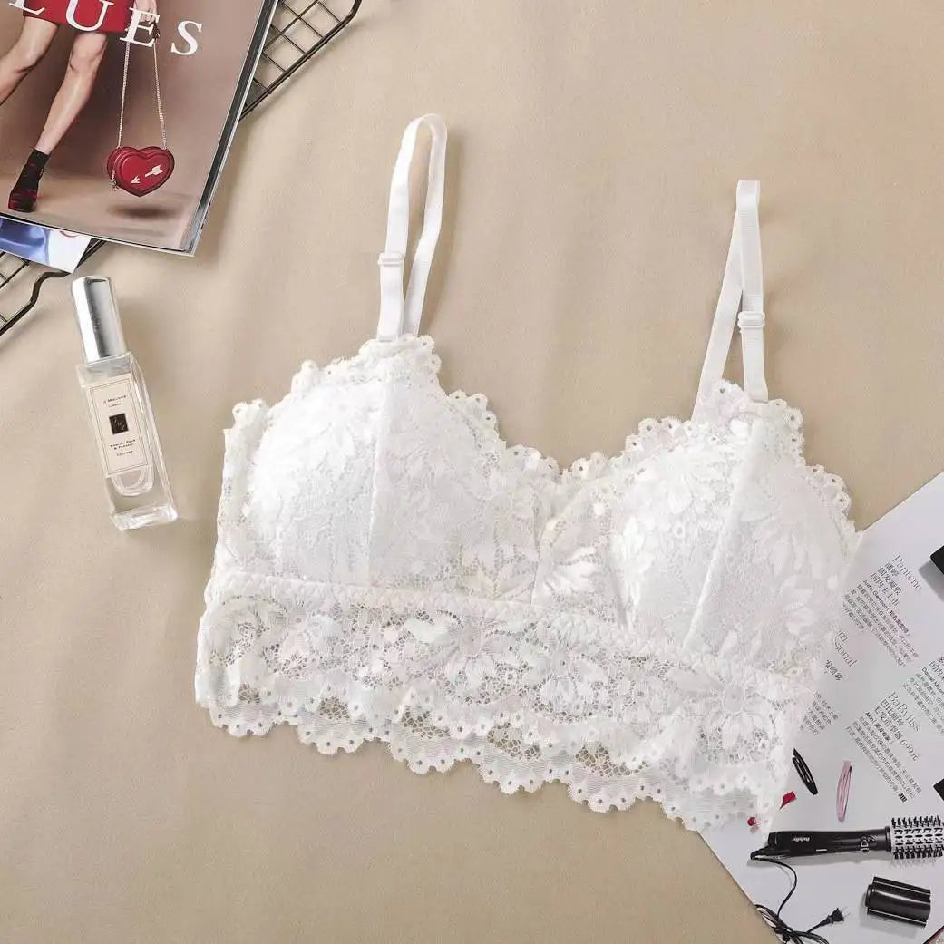 Women's Sling Bra Summer Thin Lace Beautiful Back Bra Small Chest Gather Up Support Bra Without Rods Fashion Vacation Underwear
