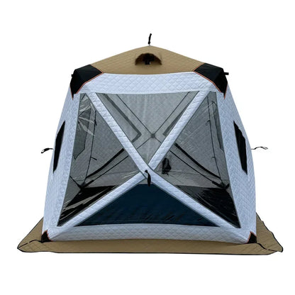 Fully Automatic Winter Ice Fishing Tent with Chimney Hole, Transparent Window, Quick Opening, Portable
