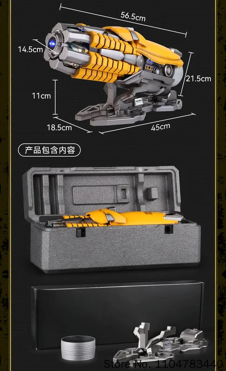 Bärbar Bumblebee hjälmleksak med armkanon och rollspelsdesign