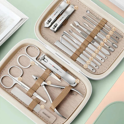 Professional Nail Kit 18 In 1 Manicure Set Nail Clipper Scissors Quality Stainless Steel Personal Care Manicure Complete Kit