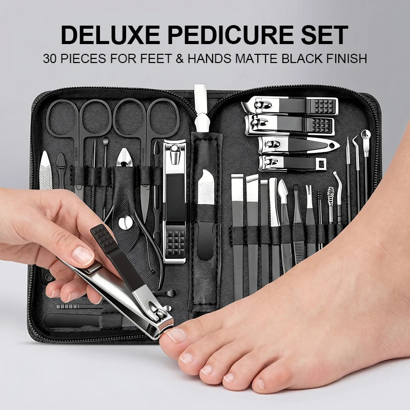30PCS Manicure Set Pedicure Kit Professional Nail Clipper Set Stainless Steel Manicure Kit Nail Kit with Storage Box for Family