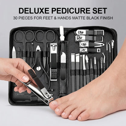 30PCS Manicure Set Pedicure Kit Professional Nail Clipper Set Stainless Steel Manicure Kit Nail Kit with Storage Box for Family