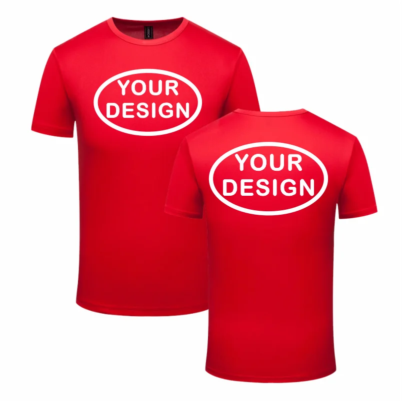Eget tryck fram & bak, snabbtorkande t-shirt med logotyp, text eller foto – reklamkläder