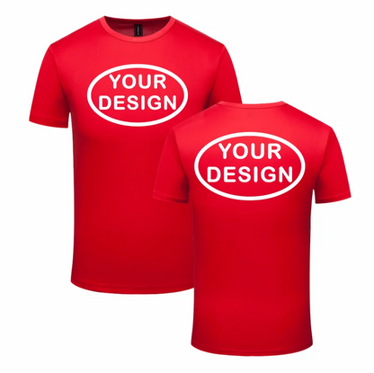 Eget tryck fram & bak, snabbtorkande t-shirt med logotyp, text eller foto – reklamkläder