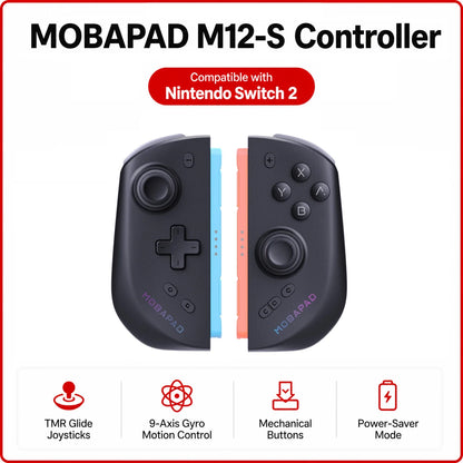 MOBAPAD M12 S Gaming Controller for Switch 2 with TMR Sticks, Mechanical Buttons, 9-Axis Gyro Motion Control, Power-Saver Mode