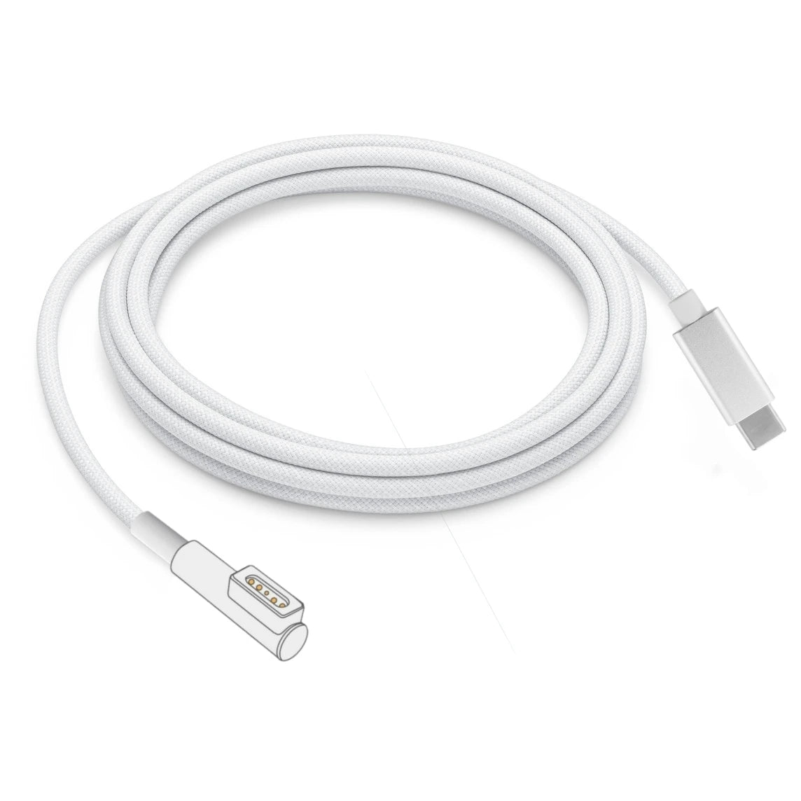 Magnetic Safe Charging Cable for MacBook, USB-C to MagSafe 1/2 Braided Cable Compatible with MacBook Air Pro 45W 60W 85W Adapter