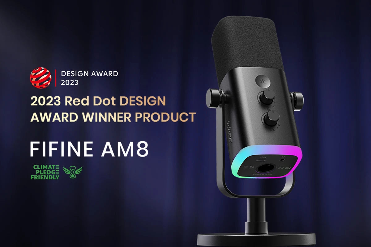 FIFINE AM8 USB/XLR-streamingmikrofon – dynamisk, RGB och hörlursutgång