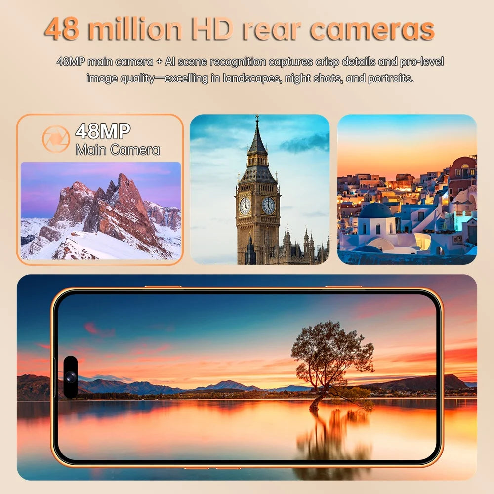 Cellphones 15T Pro Original Face Recognition Android 15 Mobile Phones 5G Dual Card 7800mAh 7.3 inch Global Version Unlocked Smartphone