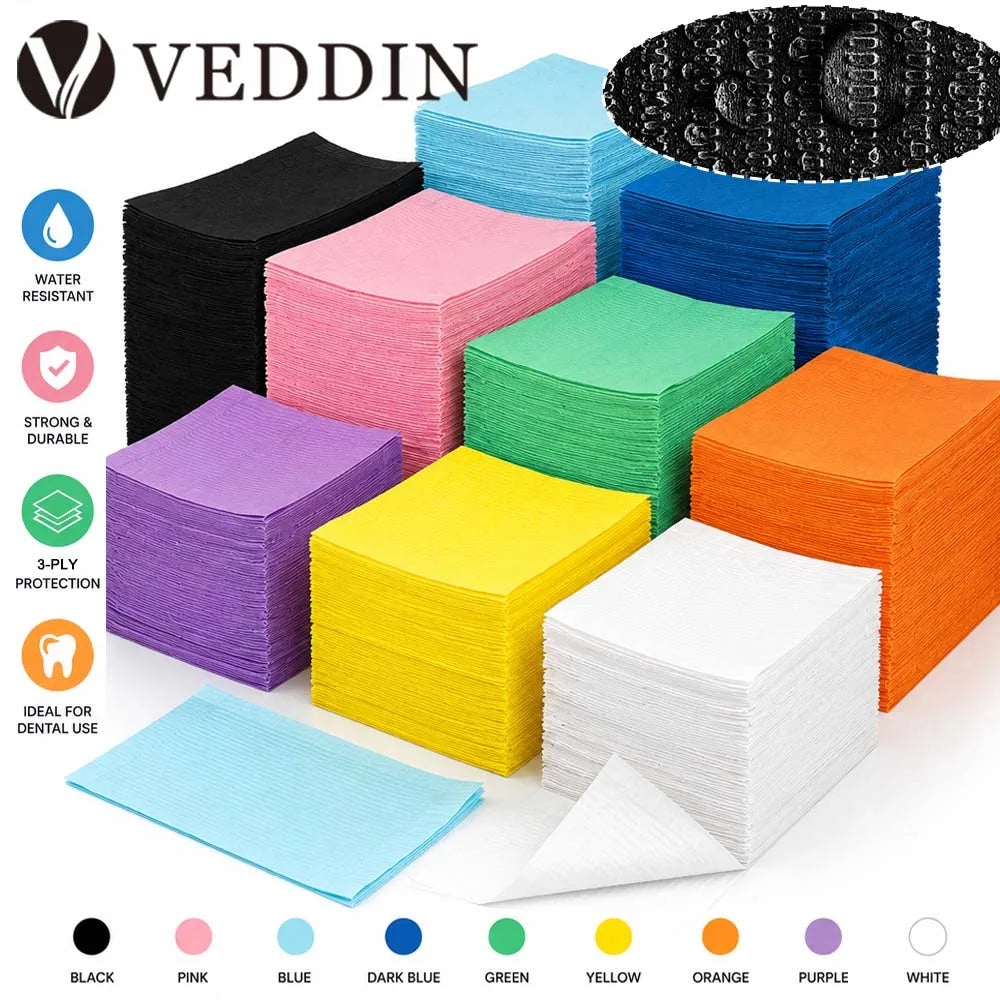 Disposable Tattoo Bibs 3-Ply Waterproof Dental Bibs Sheet Tattoo Table Covers Clean Pad for Nail Salon Dental Clinic Tattoo Shop