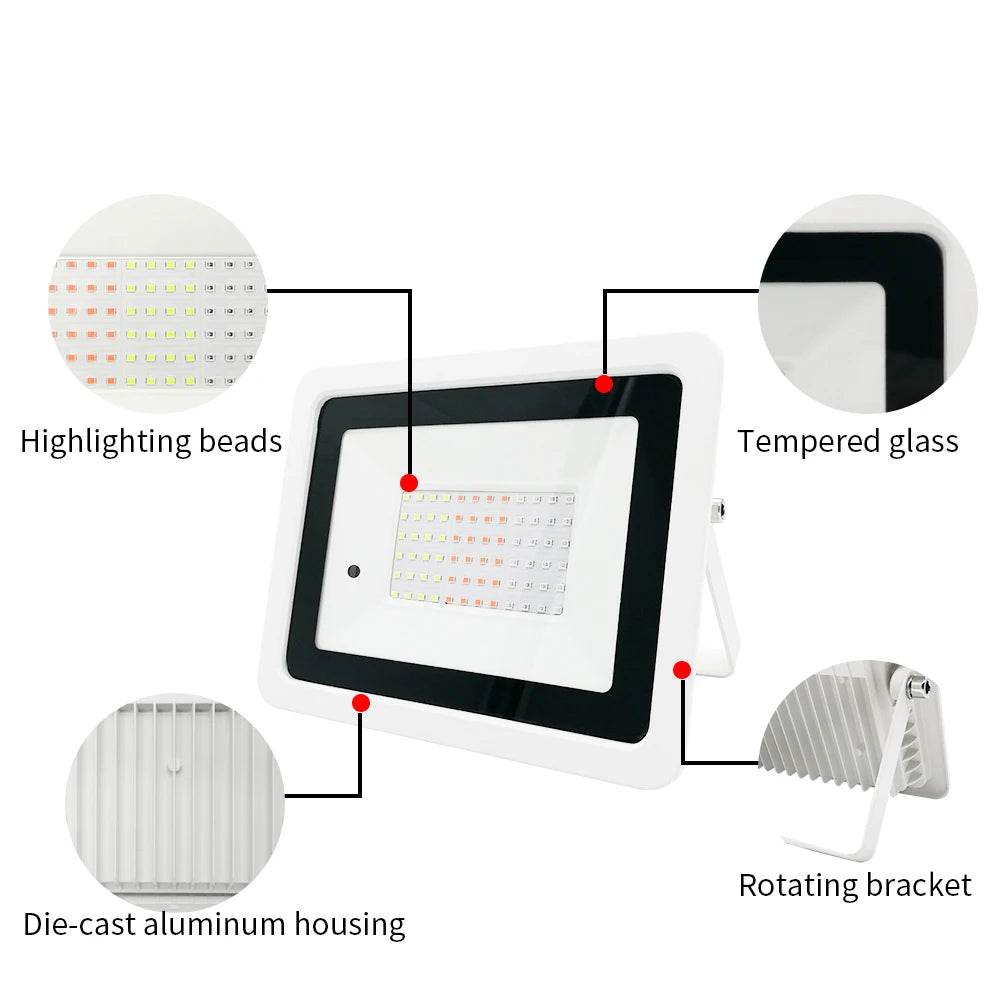 RGB LED Projektor Strålkastare IP68 – 20W/30W/50W/100W/200W, Svart/Vit, AC110V & AC220V, Fjärrkontroll