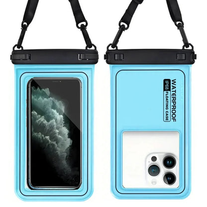 Flytande Vattentätt Mobilfodral med Crossbody-rem – Dubbelhake, Touchkänslig, 10 Färger, upp till 6,9"