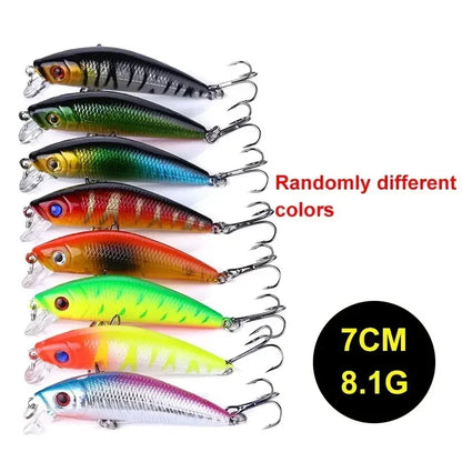 3/5/8PCS Fishing Lures Kit Minnow Popper Baits with Hooks Saltwater Freshwater Trout Bass Salmon Swimbait Fishing Accessories