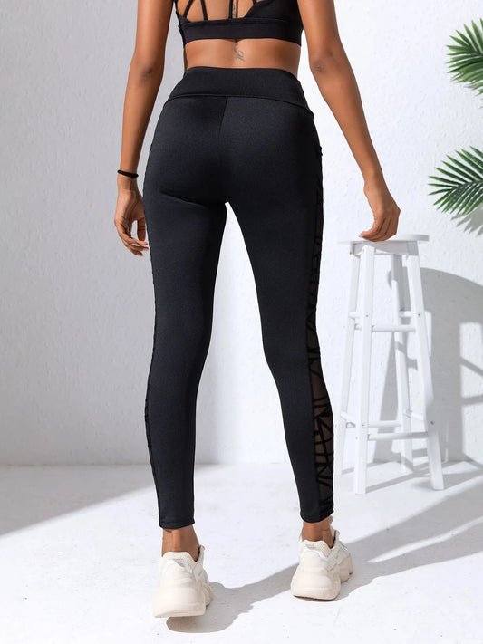 Dam Yoga Leggings 2026 – Sidnät Mesh Patchwork Hög Midja Gym Fitness Sport Ankellängd S–XL