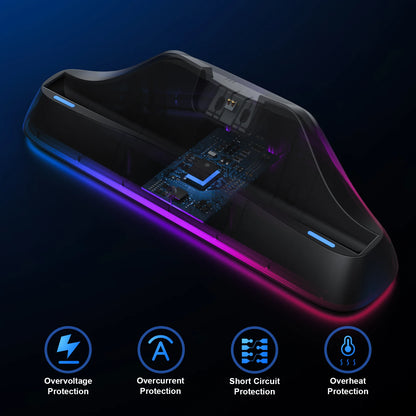 HONCAM Auto Align Charging Dock for PlayStation Portal 7 RGB Light Modes Portable Dock Station with USB-C Charging Cable