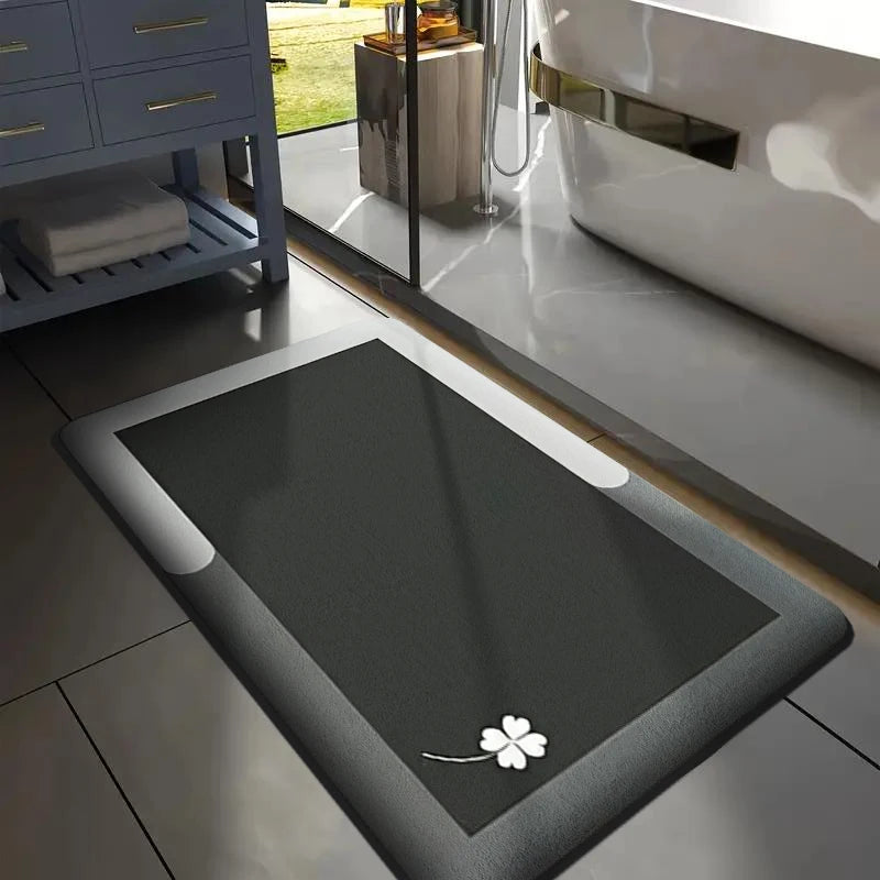Flannel Thickened Absorbent Bathroom Floor Mat Printed Toilet Non-slip Foot Mat Bedroom Square Carpet Entrance Mat