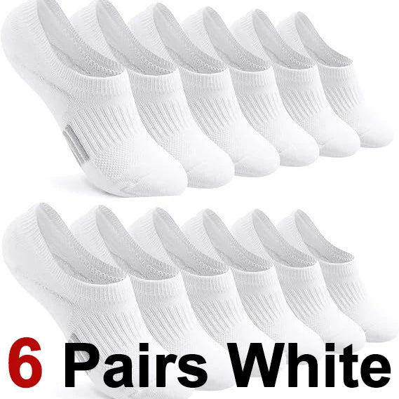 6/12 Pairs Women Breathable Mesh Invisible Ankle Socks Summer Lightweight Breathable Elegant Solid Color Sports Leisure Socks