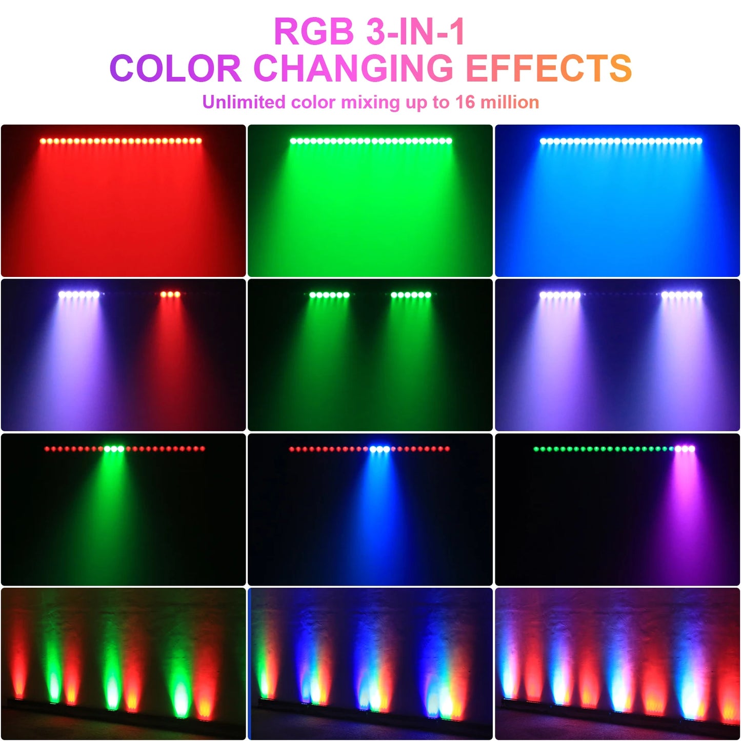Fieryzeal 100W RGB LED Wall Wash-ljus IP65 – 24x3W DMX512 Strobe Scen DJ Bar Bröllop Utomhus CE FCC RoHS