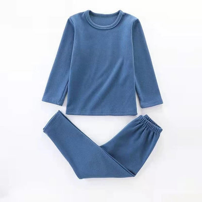 For German velvet warm children's self-heating fiber underwear set boys warm autumn clothes autumn and winter pants girls warm