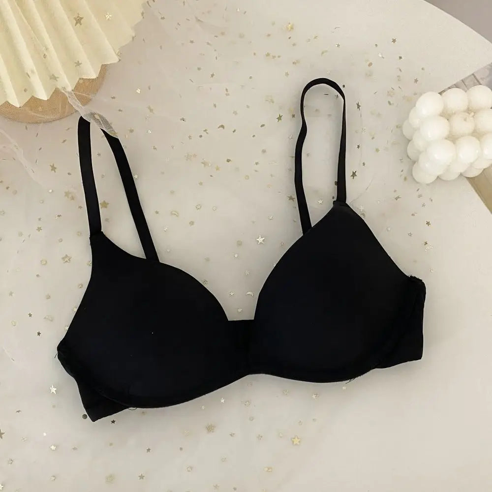 Solid Color Adjustable Push Up Bra Anti-sagging Shockproof Seamless Underwear Lingerie Wireless Deep V Bra Women