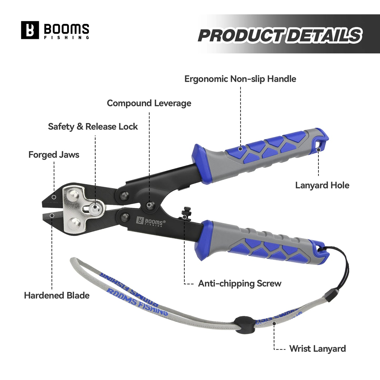 Booms Fishing XW43 Hook and Wire 8.5 inch Carbon Steel Cutter Pliers Easy To Cut For Fishing Hook Release Fish Fishing Tools