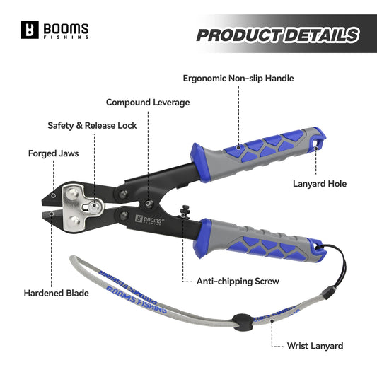 Booms Fishing XW43 Hook and Wire 8.5 inch Carbon Steel Cutter Pliers Easy To Cut For Fishing Hook Release Fish Fishing Tools