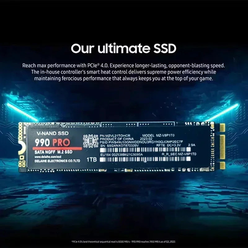 Original 980Pro 990Pro M.2 NVMe SSD 1TB PCIe 4.0 7400MB/s High Performance Internal Solid State Drive for Laptop Desktop PC