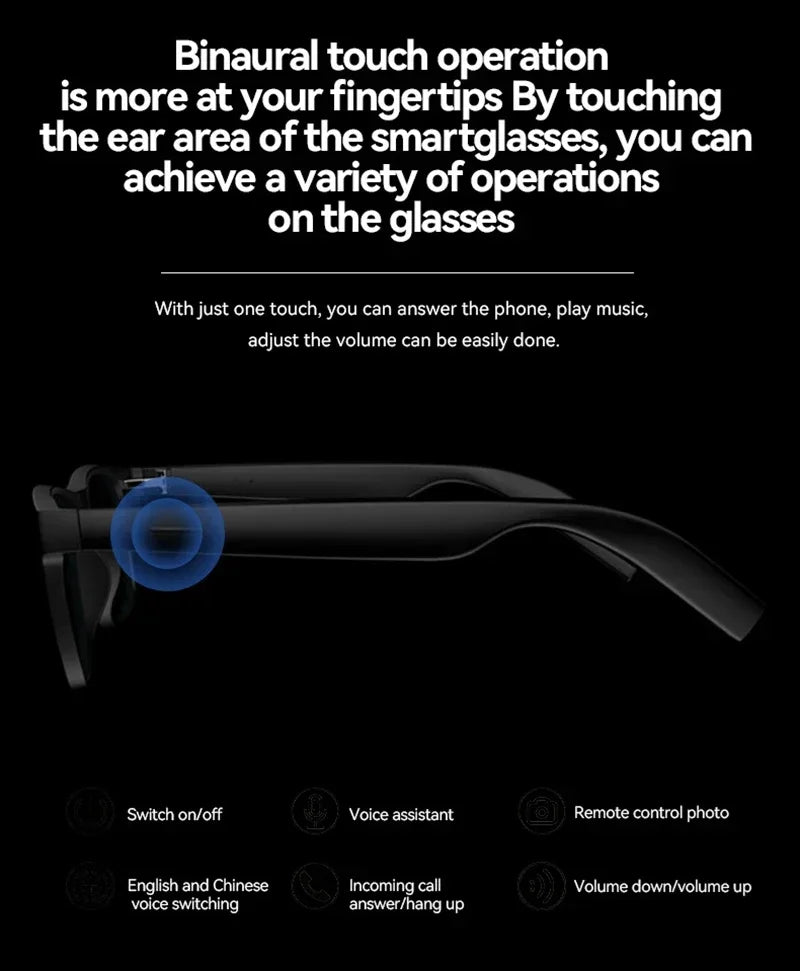 Lenovo AI Smart Glasses Bluetooth Call Music Touch Control Surround Sound Noise Canceling Photography For Study Outdoor Travel