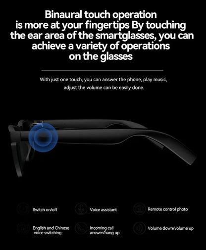 Lenovo AI Smart Glasses Bluetooth Call Music Touch Control Surround Sound Noise Canceling Photography For Study Outdoor Travel