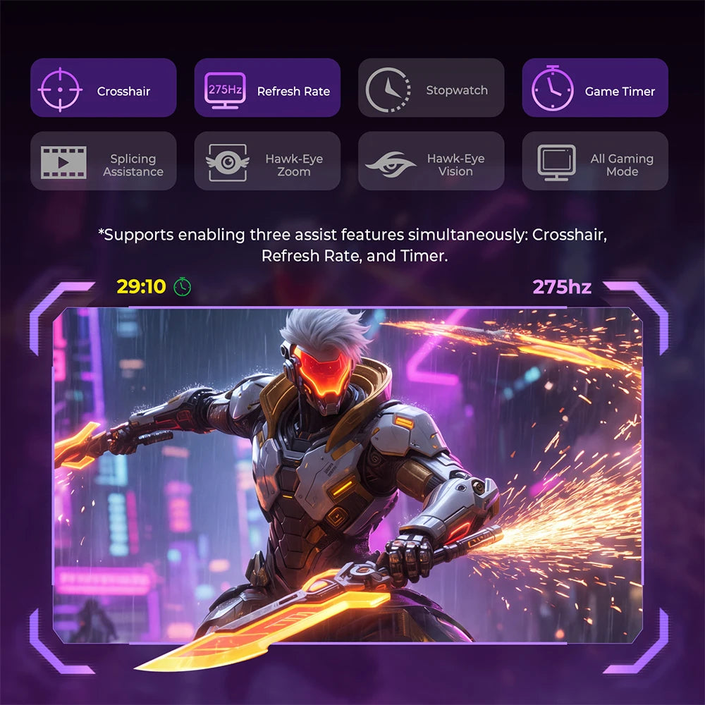 TITAN ARMY KF271S PLUS 27inch 240Hz Gaming Monitor - QHD Fast IPS, 2560x1440, HDR400, Height-Adjustable Stand, Dual RGB Edge Lights, DP/HDMI, Competitive Esports & Pro Gaming