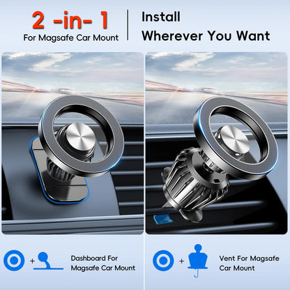 2 in 1MagSafe Case, Magnetic Phone Holder for Car[ Super Magnets] car Vent Phone Mount, Mag Safe Phone Holder Car Accessories
