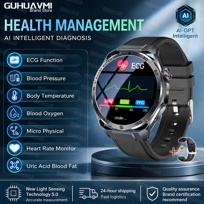 2026 New AI Health Care Accurate Detection ECG Smart Watch Blood Pressure lipids Uric Acid Analysis Bluetooth Call Smart Watches